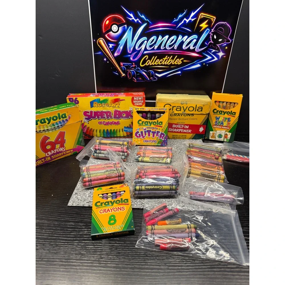Vintage Retired Crayola RoseArt Crayon Lot Glitter Scented 90s Art Supplies